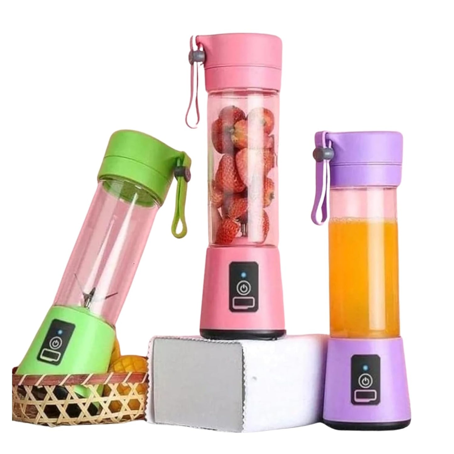 Infinity Marketing USB Portable & Rechargeable Juice Blender 380ML | Multicolor Options | Convenient & Time-Saving Smoothie Maker | Six Stainless Steel Blades (Pack of 1)