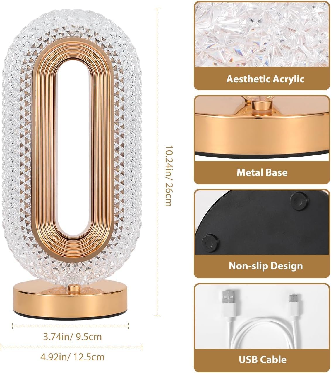 STREET 3D Moon Lamp, 15 cm Diameter, Dimmable LED (Round Crystal Table Lamp)